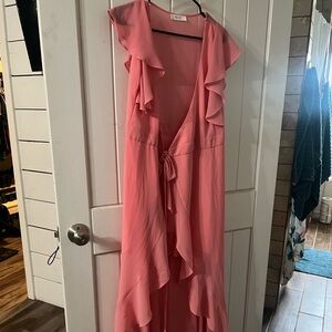 Pink Ruffle Maxi Dress